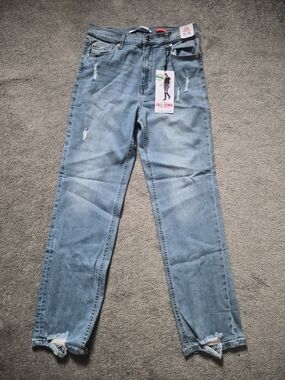 Celebrity Pink--Light Blue Women's High-Rise Distressed Jeans